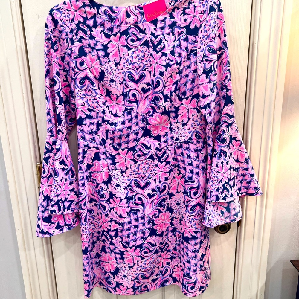 Like New Pulitzer Sz 6 Bell Sleeve Pink & Navy Dress